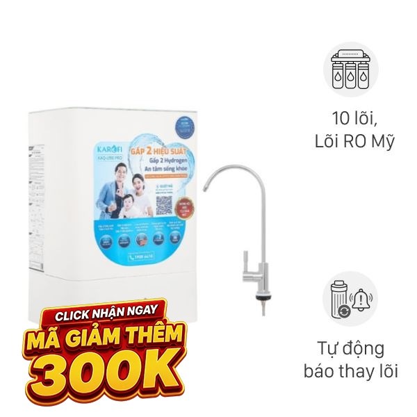 Máy lọc nước RO Hydrogen Karofi KAQ-U98 Pro 10 lõi