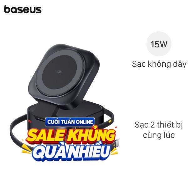 Đế sạc nhanh không dây 2 in 1 Baseus PicoGo BSW-540 kèm Cáp Type C - Type C