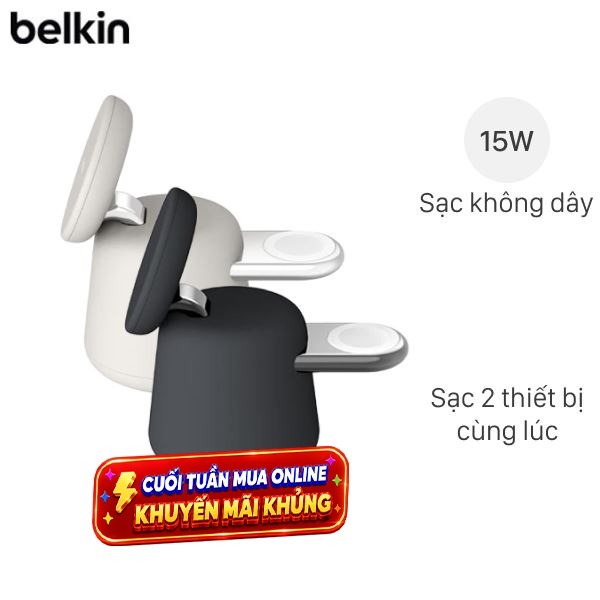 Đế sạc không dây 2 in 1 Magsafe Belkin BoostCharge Pro WIZ020