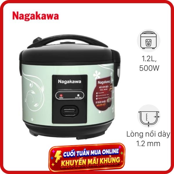 Nồi cơm nắp gài Nagakawa 1.2 lít NRC3812