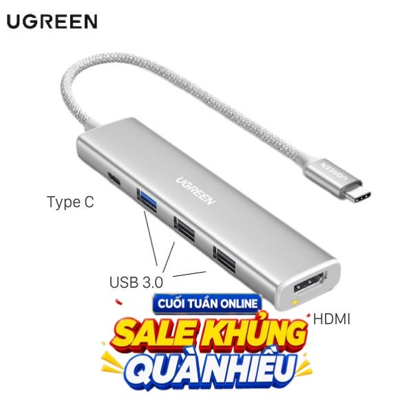 Adapter chuyển đổi Type C 5 in 1 Ugreen CM478 35580