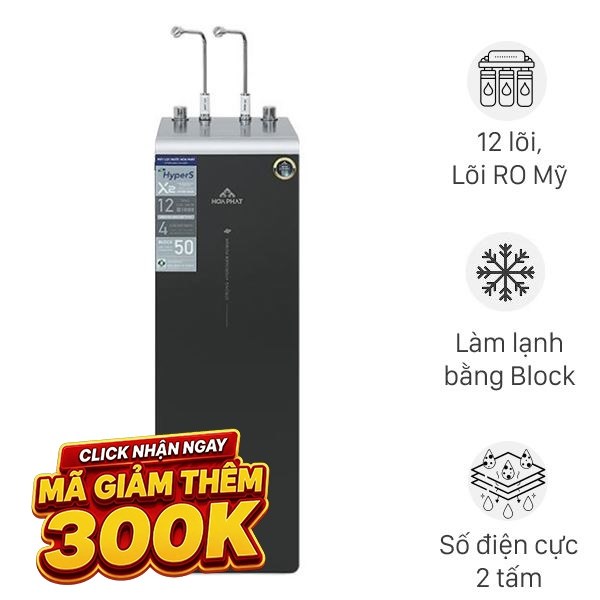 Máy lọc nước RO nóng nguội lạnh Hydrogen ion kiềm Hòa Phát HPA886 12 lõi