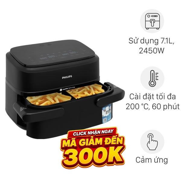 Nồi chiên không dầu Philips 7.1 lít NA150/00Mẫu mới