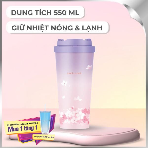Bình giữ nhiệt inox 550 ml Energetic Tumbler Peach Blossom Lock