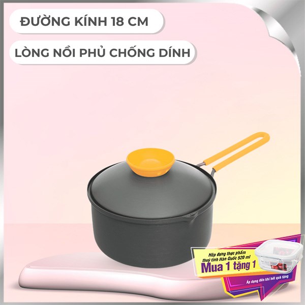 Nồi nhôm chống dính nắp nhôm 18 cm Lock&Lock LCA3181Y-1