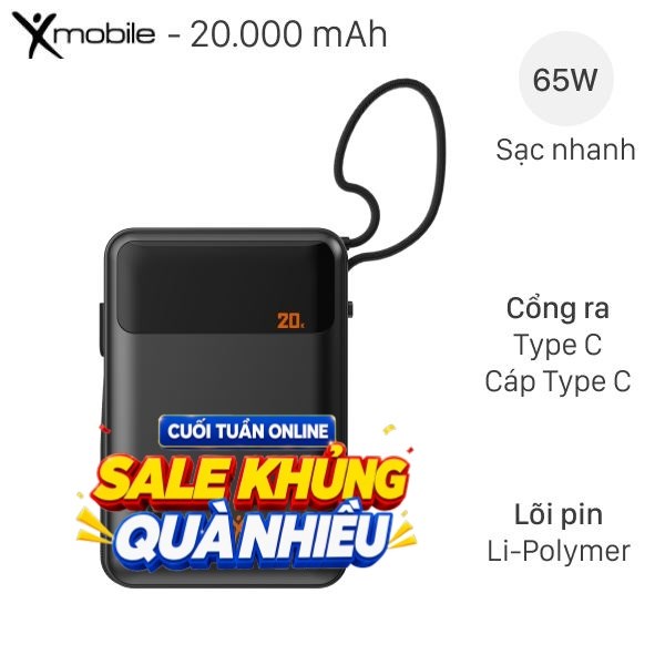 Xmobile 65W DS2294B kèm Cáp Type C
