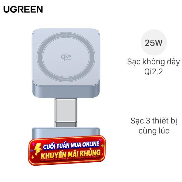 Đế sạc nhanh không dây 2 in 1 Ugreen Magflow W752 55960B