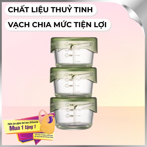 Bộ 3 hộp đựng thực phẩm thuỷ tinh 215 ml Lock&Lock LLG540S3GRN