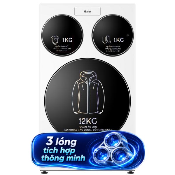 Haier Inverter 14 kg (12 kg + 2x1 kg) 3 lồng MultiWash HW140-BD14697WU1