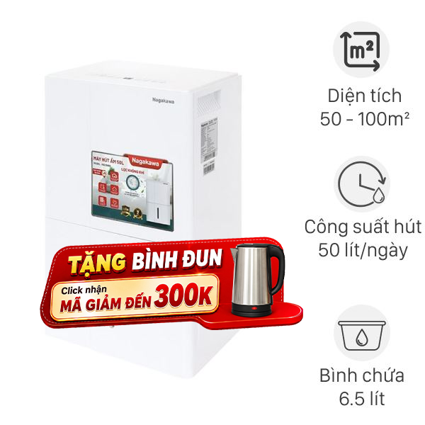 Máy hút ẩm kết hợp lọc không khí Nagakawa NAD8669 800W