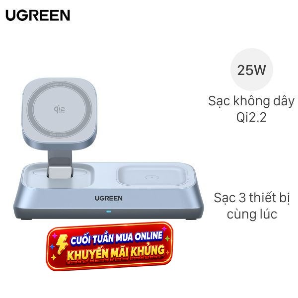 Đế sạc nhanh không dây 3 in 1 Ugreen Magflow W711 55677