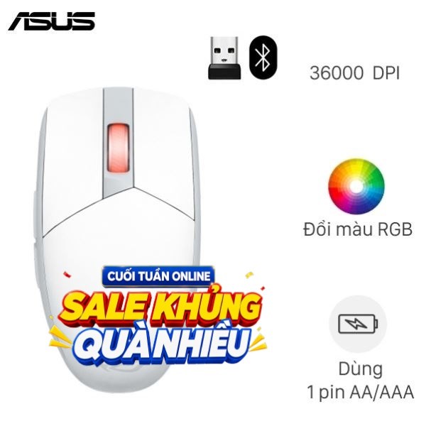 Chuột Bluetooth Gaming Asus ROG Strix Impact III Trắng