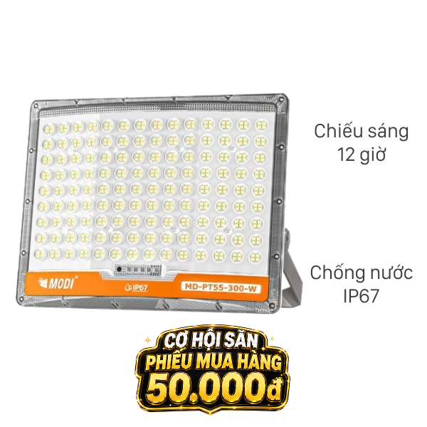 Đèn pha năng lượng mặt trời Modi MD-PT55-300-W