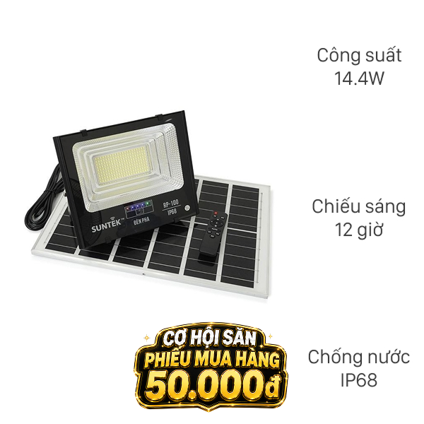Đèn pha năng lượng mặt trời nhôm SUNTEK RP-100