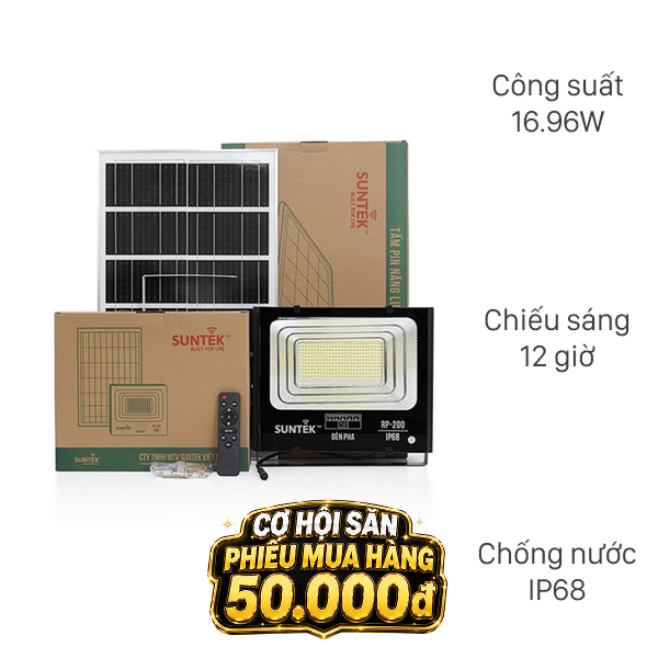 Đèn pha năng lượng mặt trời nhôm SUNTEK RP-200