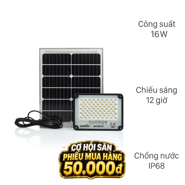 Đèn pha năng lượng mặt trời nhôm SUNTEK RL-100