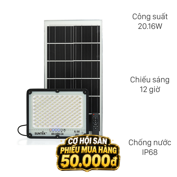 Đèn pha năng lượng mặt trời nhôm SUNTEK RL-300