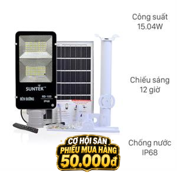 Đèn đường năng lượng mặt trời nhôm SUNTEK RD-100