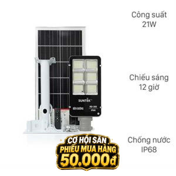 Đèn đường năng lượng mặt trời nhôm SUNTEK RD-300