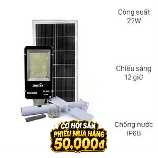 Đèn đường năng lượng mặt trời nhôm SUNTEK RD-400