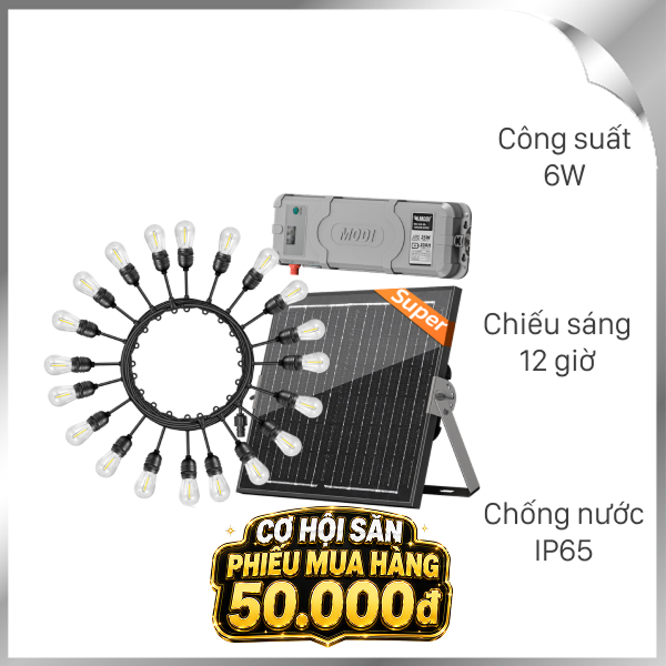 Đèn dây trang trí năng năng lượng mặt trời Modi MD-SLB-10M20B SUPER WW