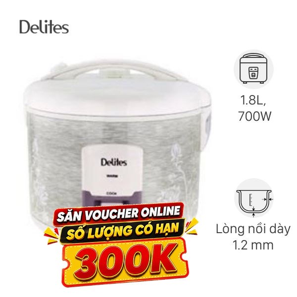Nồi cơm nắp gài Delites 1.8 lít NCG1805