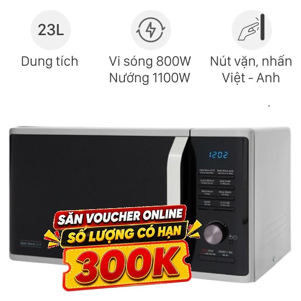 Lò vi sóng có nướng Samsung MG23K3575AS/SV-N
