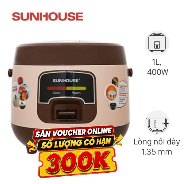 Nồi cơm nắp gài Sunhouse 1 lít SHD8208C