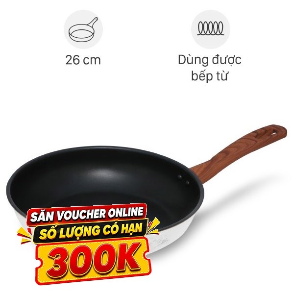 Chảo inox sâu chống dính đáy từ Fivestar C26-3D