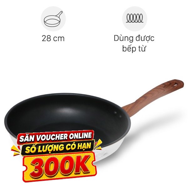 Chảo inox sâu chống dính đáy từ 28 cm Fivestar C28-3D