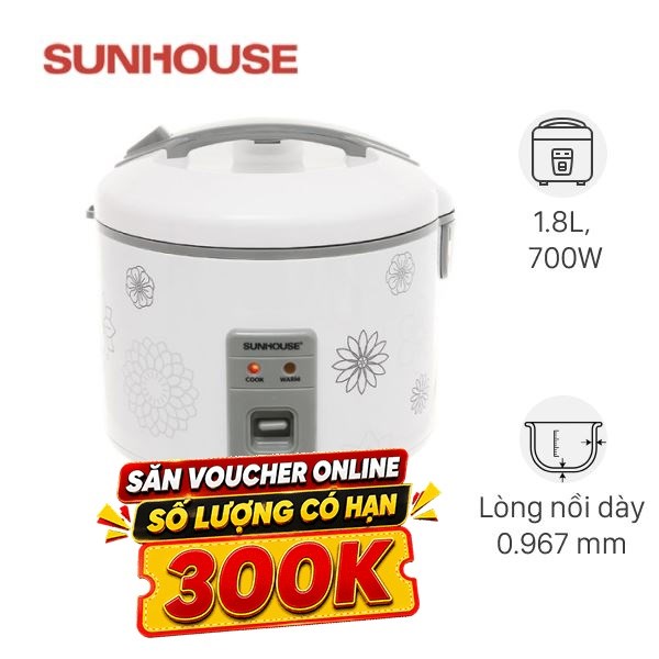 Nồi cơm nắp gài Sunhouse 1.8 lít SHD8603