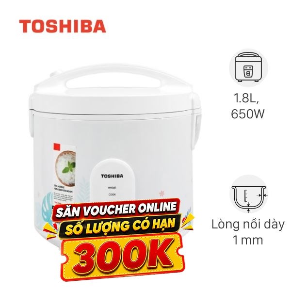 Nồi cơm nắp gài Toshiba 1.8 lít RC-18JH2PV(B)