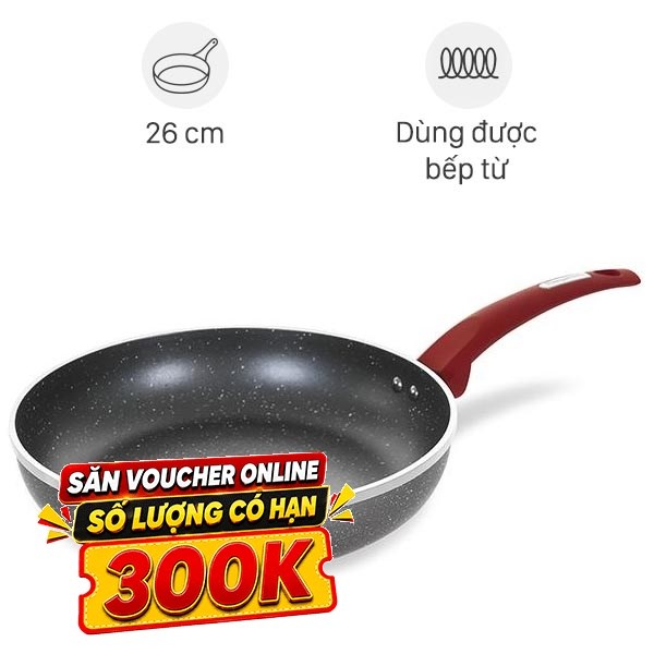 Chảo nhôm chống dính vân đá đáy từ Kangaroo KG654M