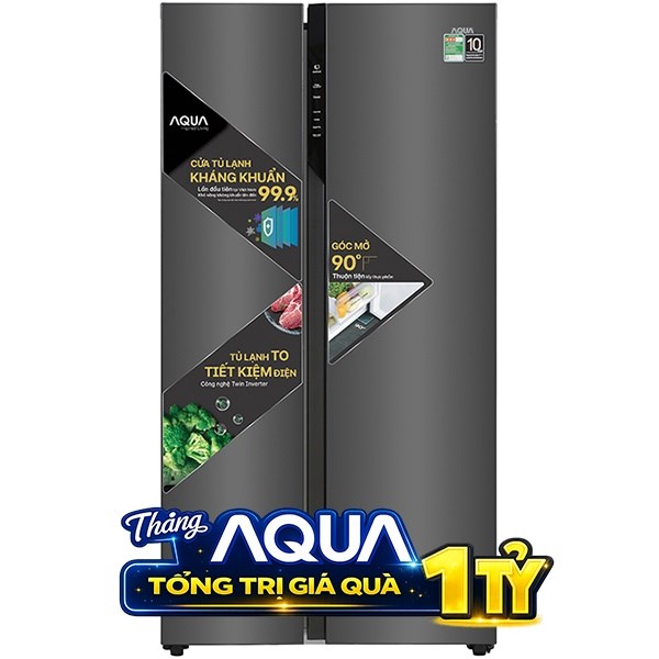 Tủ lạnh Aqua Inverter 541 lít Side By Side AQR-S541XA(BL)
