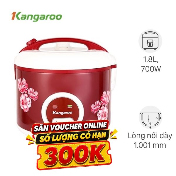 Nồi cơm nắp gài Kangaroo 1.8 lít KG378H