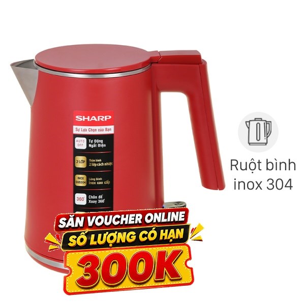 Bình đun siêu tốc Sharp 1 lít EKJ-10DVPS-RD