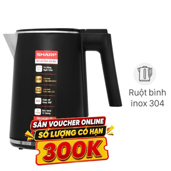 Bình đun siêu tốc Sharp 1 lít EKJ-10DVPS-BK