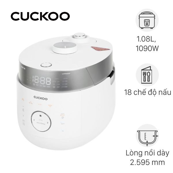 Nồi cơm áp suất cao tần Cuckoo 1.08 lít CRP-LHTR0609F/WHSIVNCV