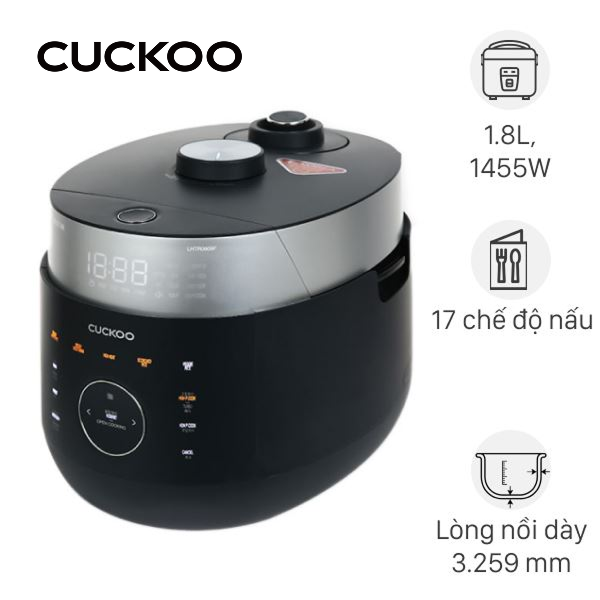 Nồi cơm áp suất cao tần Cuckoo 1.8 lít CRP-LHTR1009F/BKSIVNCV