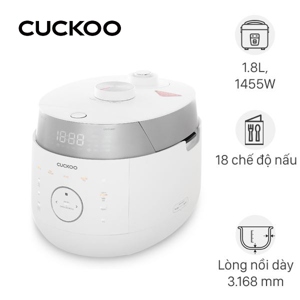Nồi cơm áp suất cao tần Cuckoo 1.8 lít CRP-LHTR1009F/WHSIVNCV
