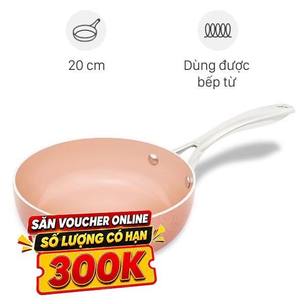 Chảo nhôm sâu chống dính vân đá đáy từ Elmich EL-5740MN