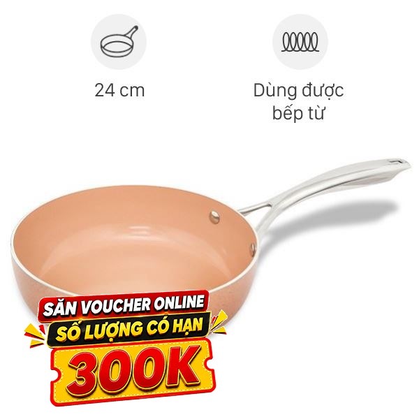 Chảo nhôm sâu chống dính vân đá đáy từ Elmich EL-5741MN