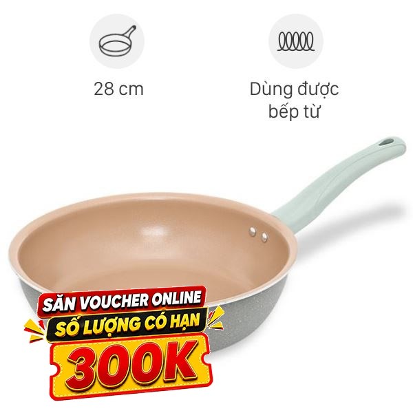 Chảo nhôm sâu chống dính vân đá đáy từ Elmich EL-5753MN