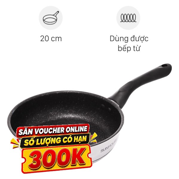 Chảo inox chống dính vân đá đáy từ Sunhouse IN20M4