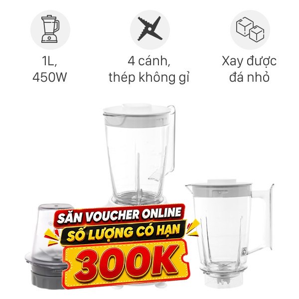 Máy xay sinh tố đa năng Philips HR2041/50 - 3 cối