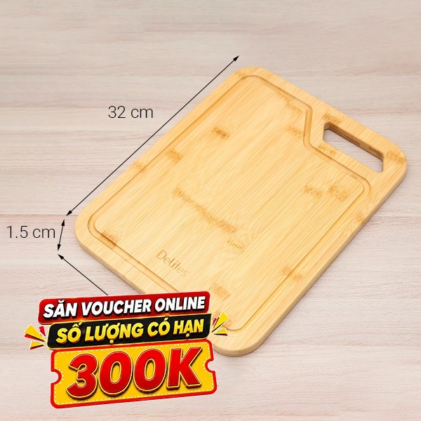 Thớt thái tre chữ nhật 32 x 25 cm Delites 19102501-2