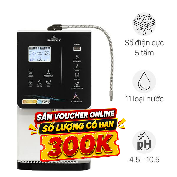 Máy lọc nước điện giải ion kiềm nóng nguội lạnh ROBOT IonQueen 511X 5 tấm điện cực