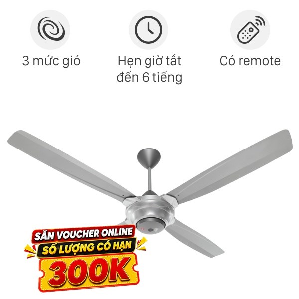 Quạt trần KDK 4 cánh M56XR(SIL) 59W