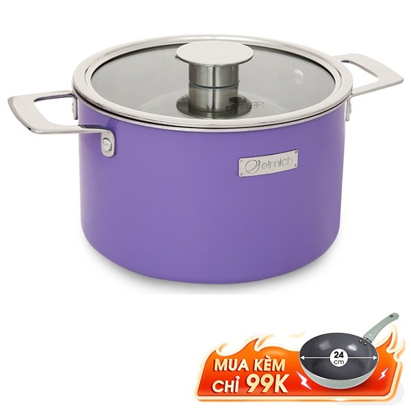 Nồi inox 3 đáy nắp kính 22 cm Elmich Hera EL-8183
