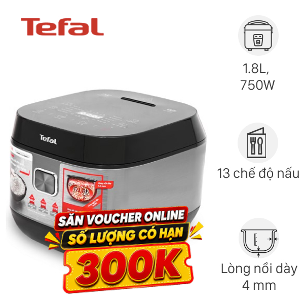 Nồi cơm điện tử Tefal 1.8 lít RK776B68